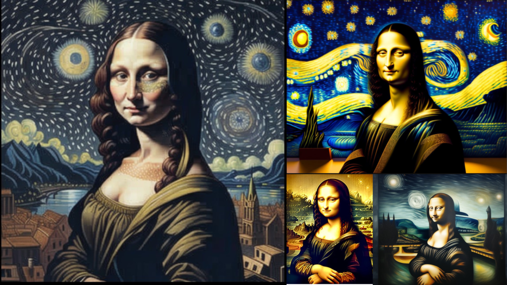 text to image mona lisa and starry night